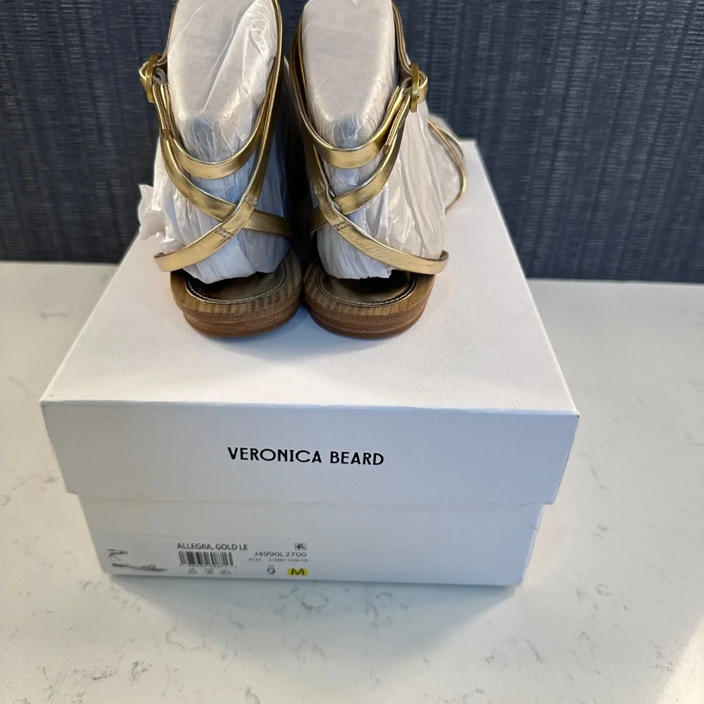 NIB Veronica Beard Allegra Sandal, light gold, size 9 - Picture 10 of 11